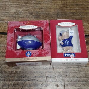 Vintage Hallmark NFL Ornament Dallas Cowboys Mouse Blimp Football NEW 1990's
